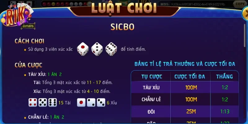 Nắm được quy tắc Sicbo mới giúp bạn đặt cược chuẩn xác